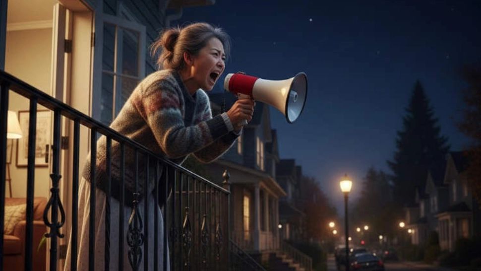 Ce a pățit o femeie care și-a înjurat vecinii la megafon în miezul nopții, timp de aproape trei ani 