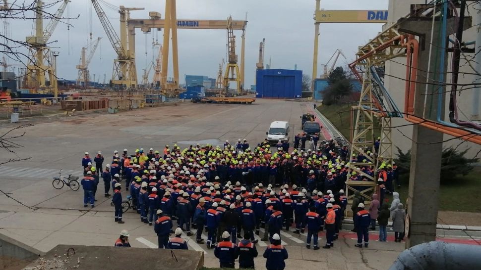 Șantierul Naval Mangalia, blocat de un protest spontan. Salariile nu au mai fost plătite de 60 de zile