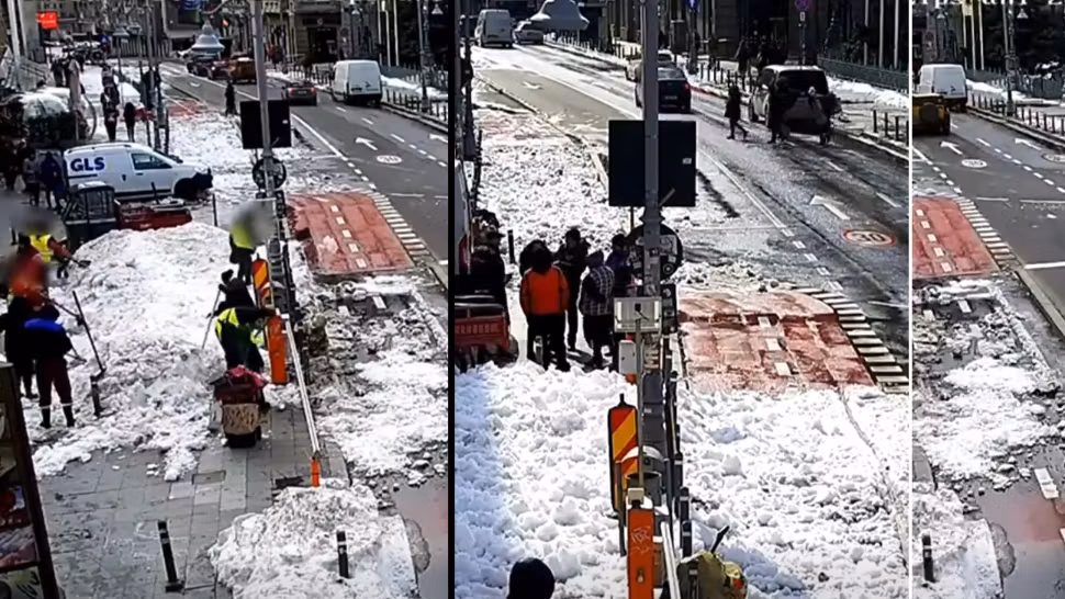 O nouă bătaie de joc marca Romprest. După ce au lăsat Sectorul 1 îngropat sub nămeți, acum echipele companiei au aruncat zăpada în mijlocul Căii Victoriei – VIDEO