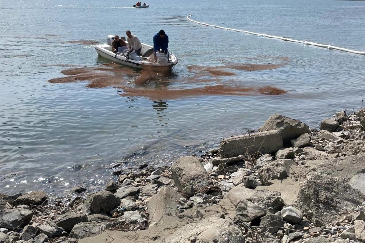 Poluare accidentală pe Dunăre, la Turnu Măgurele. Alimentarea cu apă a orașului, oprită preventiv GALERIE FOTO 