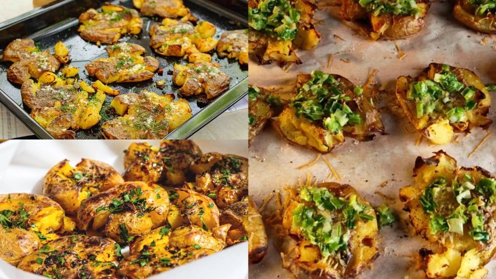 Cartofi zdrobiți, cu mujdei și parmezan. O rețetă simplă și delicioasă, perfectă pentru zilele în care nu ai chef să gătești