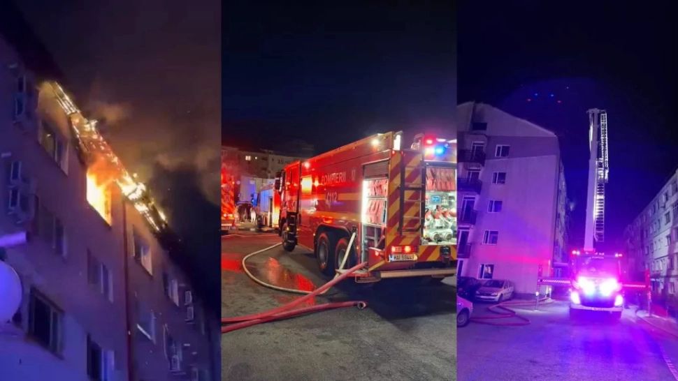 Incendiu devastator într-un bloc din Bacău: o femeie a murit, peste 100 de oameni evacuați