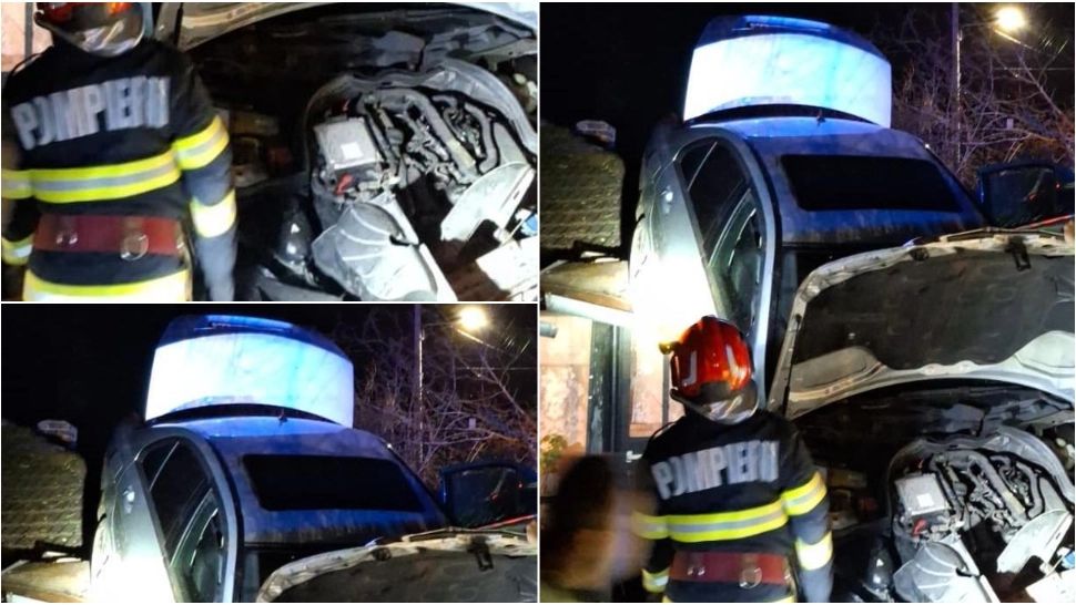 Accident demn de cascadorii râsului în Prahova. O maşină a aterizat pe acoperişul unei case -FOTO
