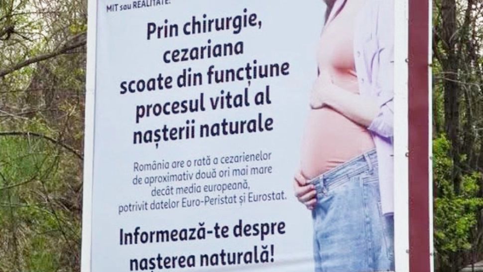 Sesizare la ANPC și primăriile din București după panouri controversate despre cezariană. Acuzații de dezinformare în spațiul public