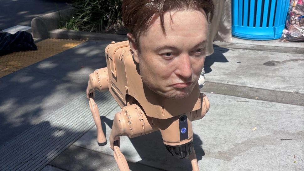 Robo-câinele cu fața lui Elon Musk patrulează pe străzi și bagă spaima în trecători - VIDEO