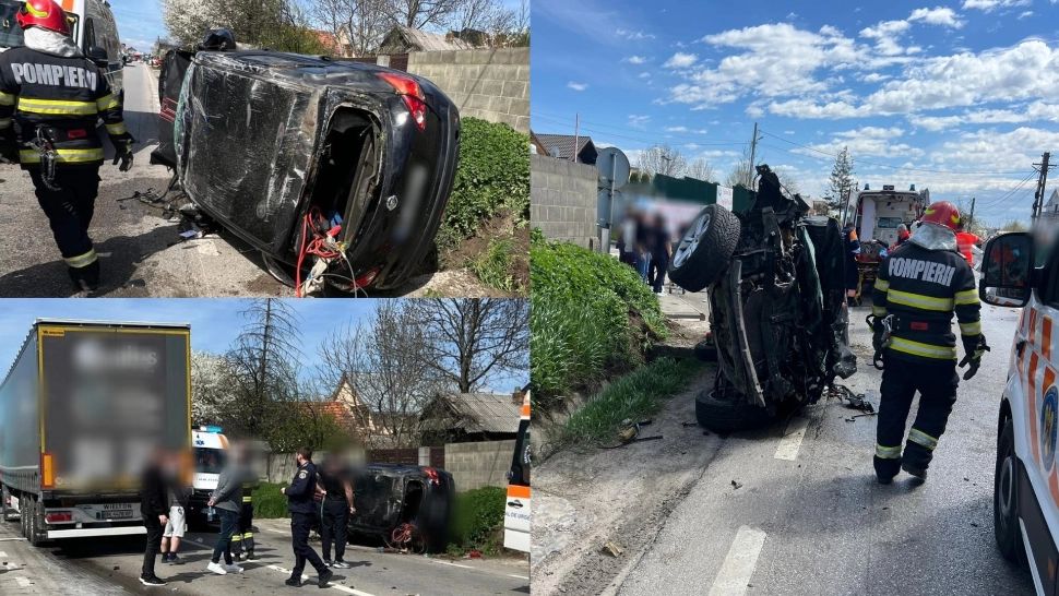 Trafic blocat în județul Suceava. Accident rutier grav între o mașină și un TIR
