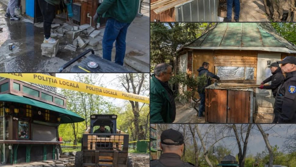 Asalt asupra construcțiilor ilegale din Cișmigiu. Toate anexele, puse la pământ de echipele Primăriei – FOTO