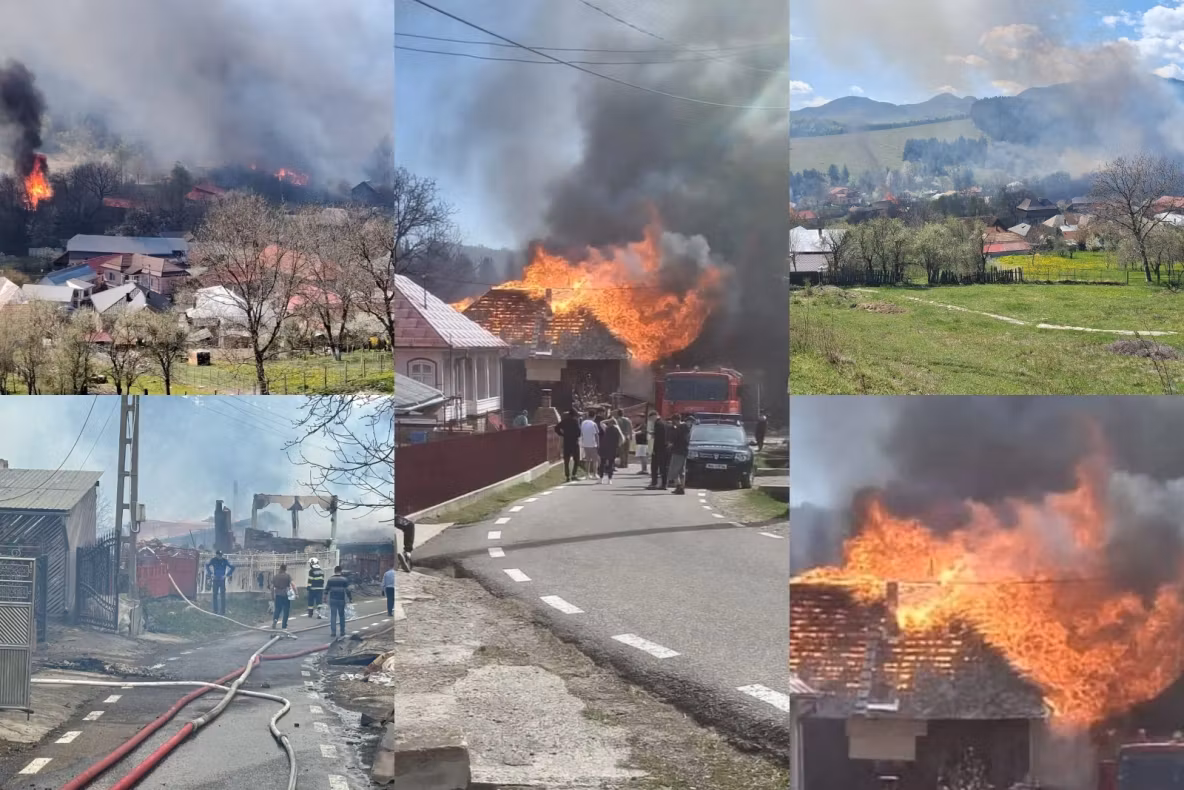 Incendiul de proporții din Vrancea. Aproximativ 30 de locuințe afectate, 300 de persoane evacuate. Anunțul prefectului -FOTO 