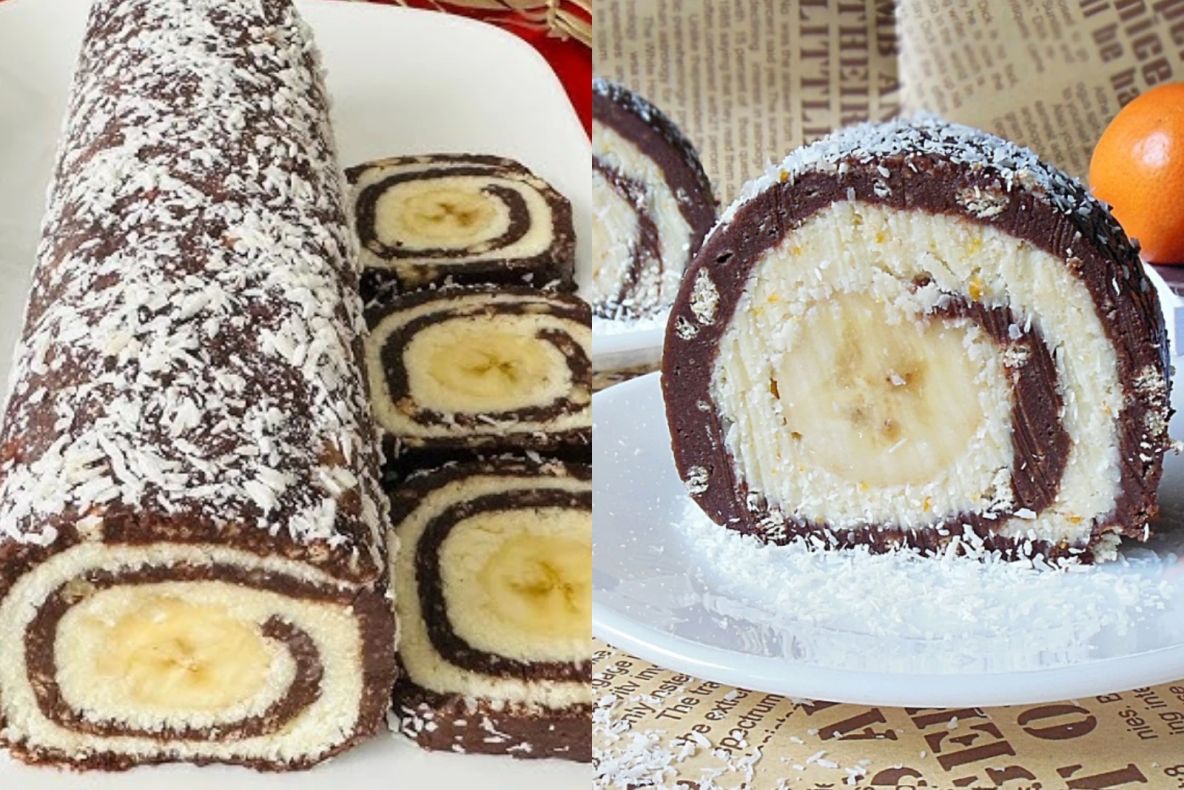 Ruladă cu nucă de cocos și banane. Rețeta pas cu pas pentru un desert pufos, aromat și ușor de preparat acasă