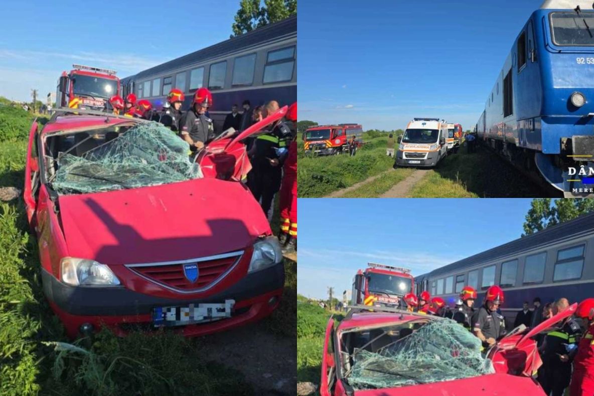 Accident feroviar în județul Dâmbovița. O persoană a murit, după ce mașina în care se afla a fost lovită de un tren -FOTO