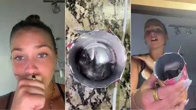 Descoperire șocantă într-o doză de energizant! O tânără susține că a găsit un șoarece mort după ce a băut jumătate din băutură