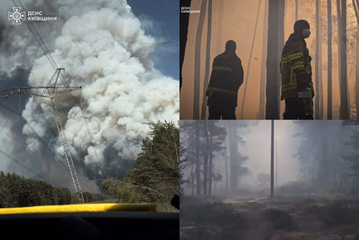 Incendiu de pădure în zona radioactivă de la Cernobîl după căderea unei drone. Ard peste 1000 de hectare, iar minele de război îngreunează intervenția pompierilor