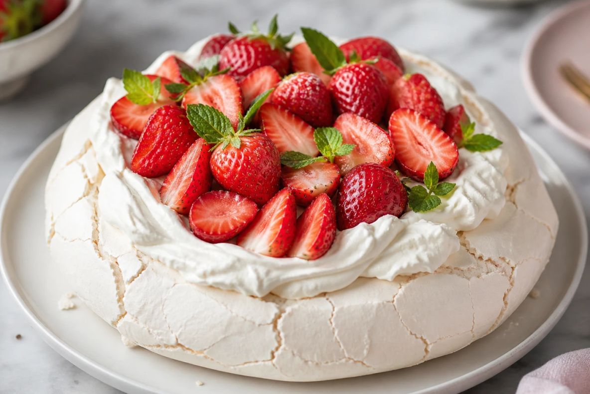 Pavlova cu căpșuni, desertul perfect pentru luna mai. Rețetă pas cu pas