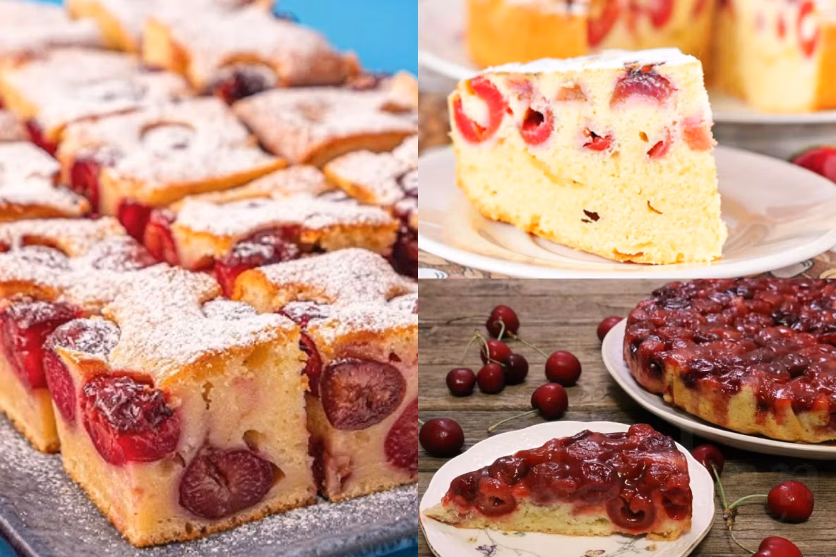 Prăjitura răsturnată cu cireșe. Rețeta simplă și delicioasă care îți aduce aroma verii în farfurie 