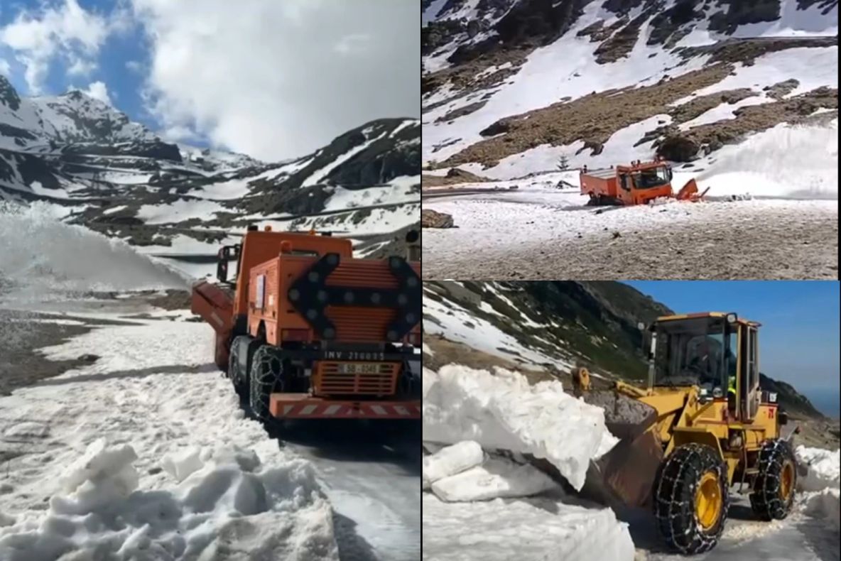 A început deszăpezirea Transfăgărăşanului. CNAIR :Stratul de zăpadă este mai mare decât în alţi ani – VIDEO