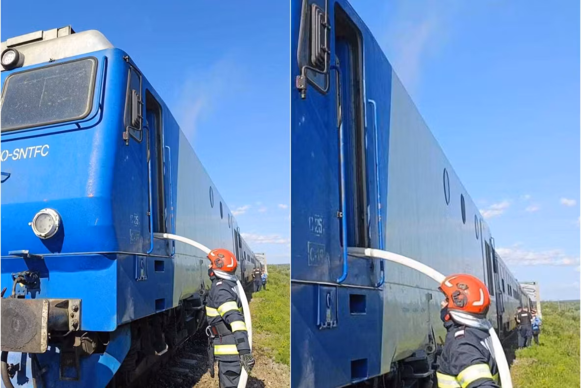 Trafic feroviar blocat în Maramureș. Incendiu la locomotiva unui tren cu 120 de călători 