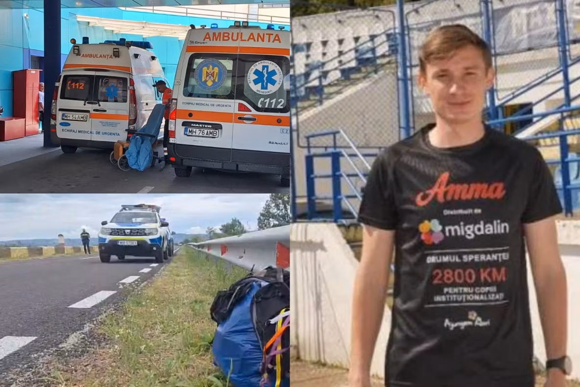 Ultramaratonist, spulberat în timpul unei curse caritabile în județul Mehedinți. O mașină a pătruns pe contrasens și l-a acroșat