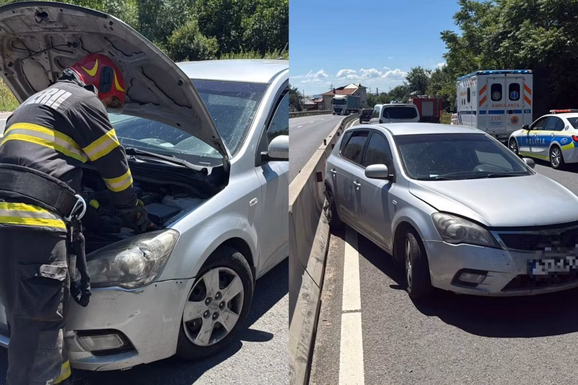Accident pe DN5, în județul Giurgiu: patru persoane au ajuns la spital după impactul dintre un autoturism și un autotren