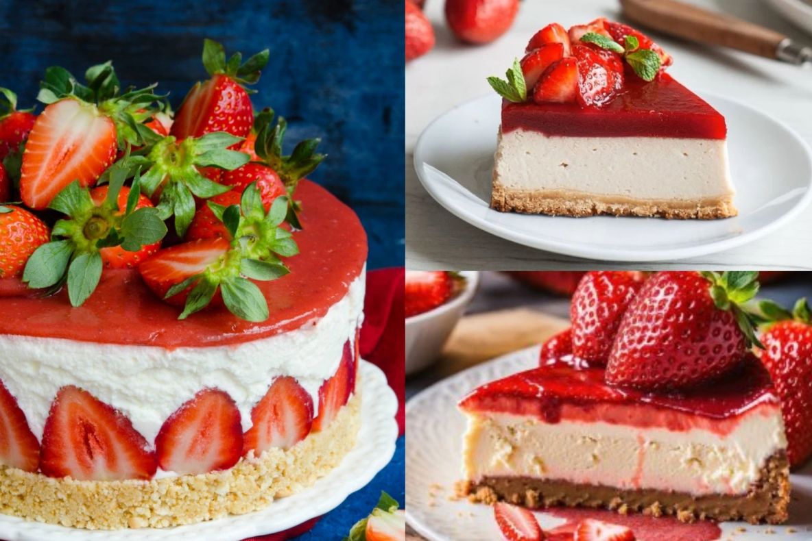 Cheesecake fără coacere cu căpșuni și banane. Un desert cremos și răcoritor, perfect în zilele toride 