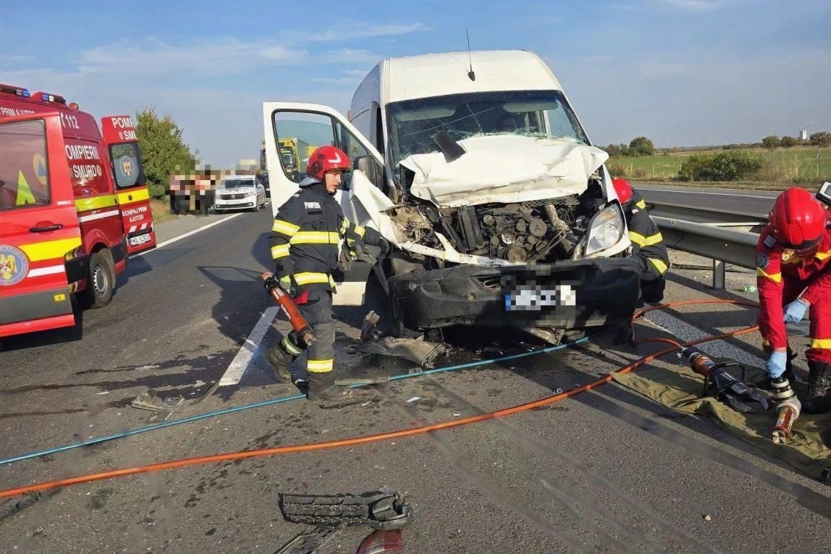Accident grav pe Autostrada A1, în Giurgiu. Trei persoane au ajuns la spital, inclusiv un tânăr nepalez de 25 de ani