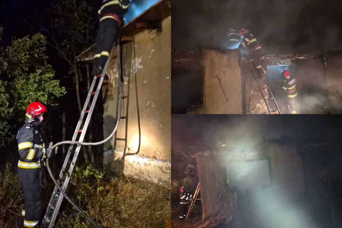 Incendiu de proporții în județul Tulcea. Acoperișul unei case a fost mistuit de flăcări – FOTO