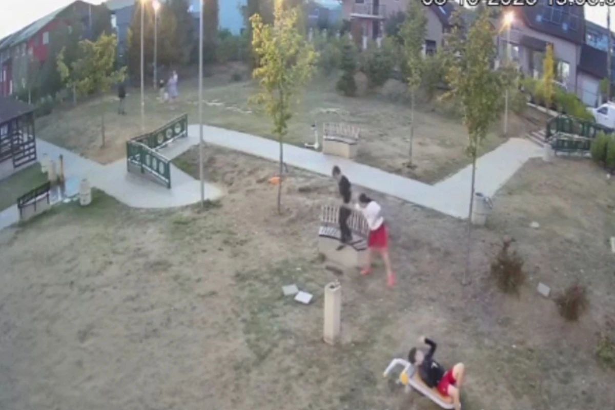Tineri surprinși în timp ce distrugeau mobilierul unui parc din Bistrița. Primarul cere ajutorul localnicilor pentru identificarea lor