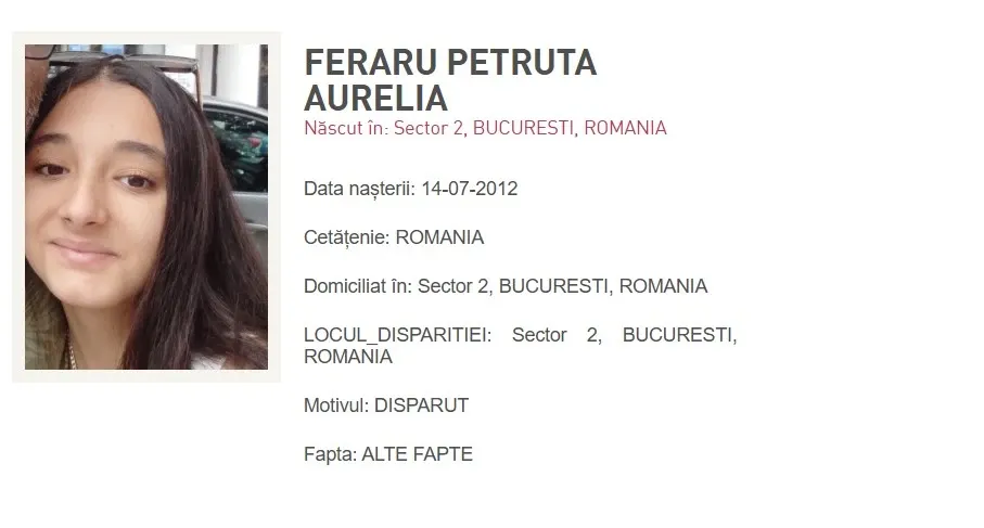 Alertă în București! O fată de 13 ani este căutată de polițiști după ce a plecat de acasă și nu s-a mai întors