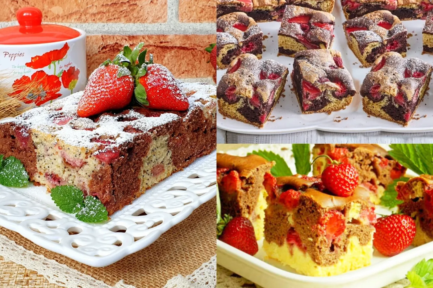 Prăjitură bicoloră cu căpșuni, nucă de cocos și mac. Rețeta simplă și delicioasă pe care trebuie să o încerci 