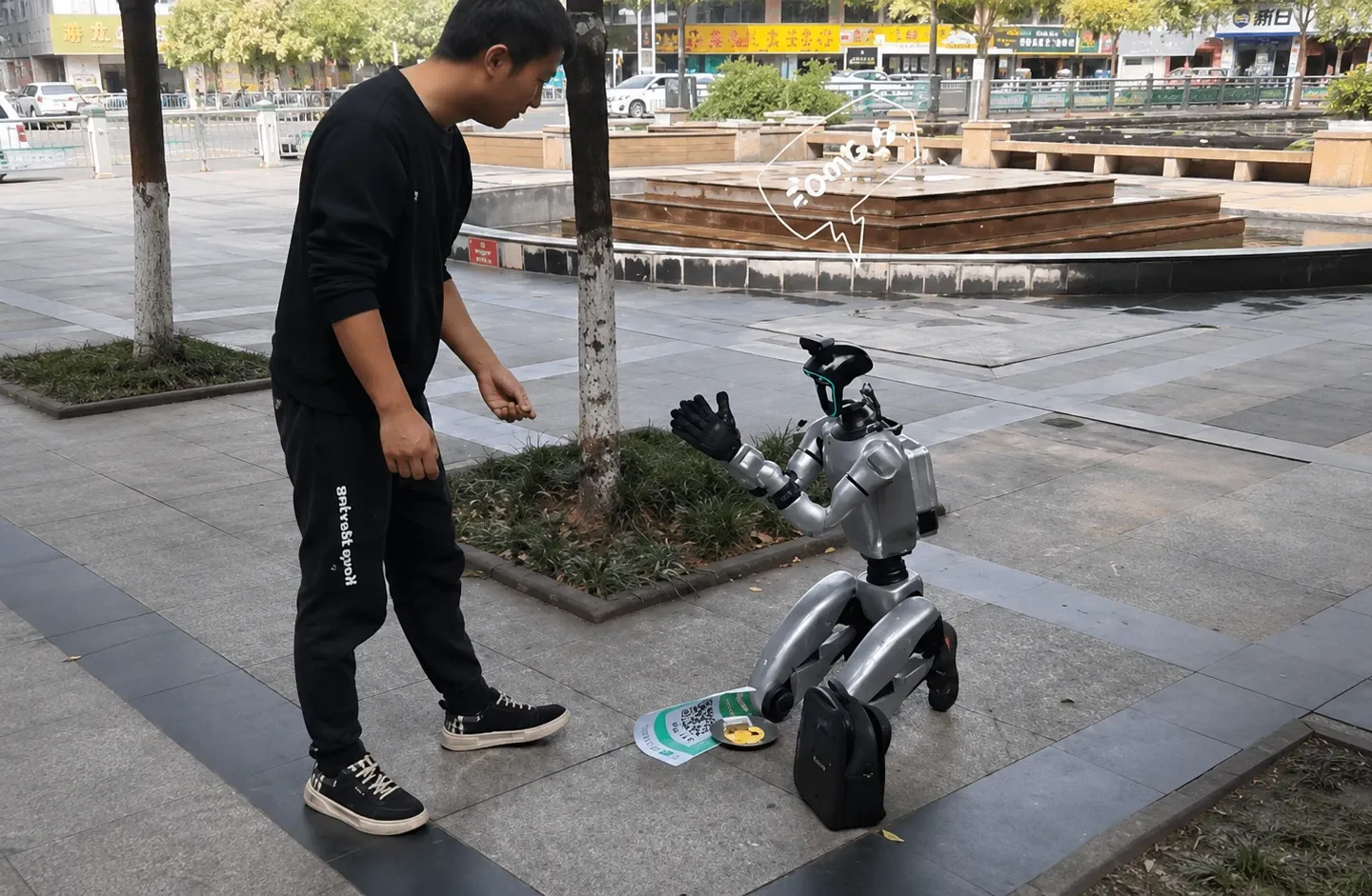 Imagini virale din China: un robot umanoid, surprins la cerșit pe stradă VIDEO