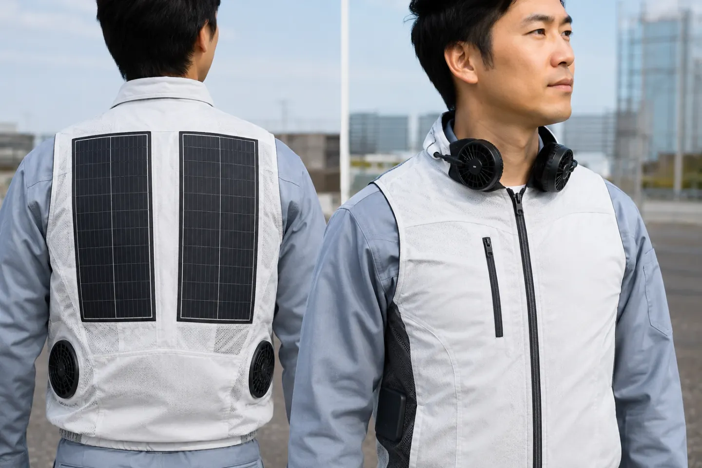 Japonezii testează o vestă anti-caniculă alimentată de energie solară. Ventilatoarele integrate funcționează fără baterii externe