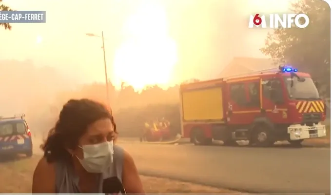 Explozie surprinsă în direct în timpul incendiilor din Gironde. Un pompier a fost aruncat la pământ de suflul unei butelii