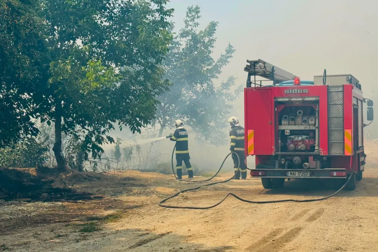 Alertă în Giurgiu. Incendiu masiv de vegetație, stins de pompierii. Riscul persosită, din cauza căldurii - VIDEO
