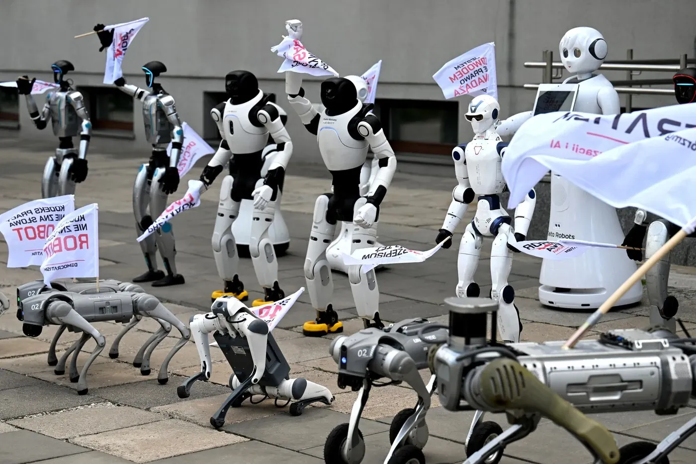 Roboții au ieșit în stradă ca să ceară protejarea locurilor de muncă. Protestul care pare desprins dintr-un film SF