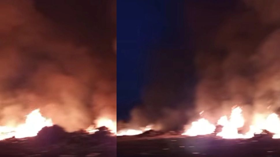 Alertă de mediu la Hunedoara. Incendiu pe platforma fostului combinat siderurgic, cu mari degajări de fum – VIDEO