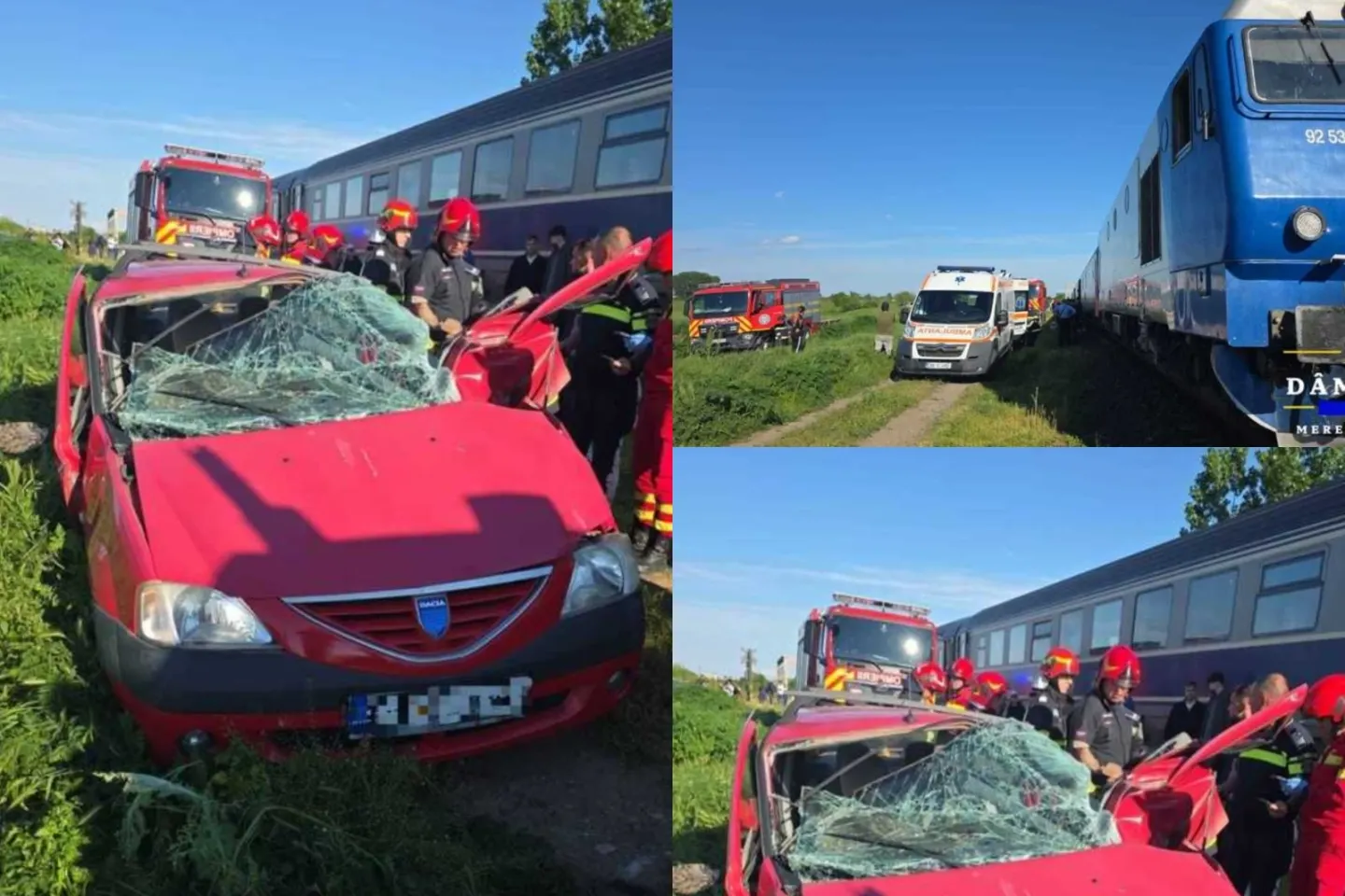 Accident feroviar în județul Dâmbovița. O persoană a murit, după ce mașina în care se afla a fost lovită de un tren -FOTO