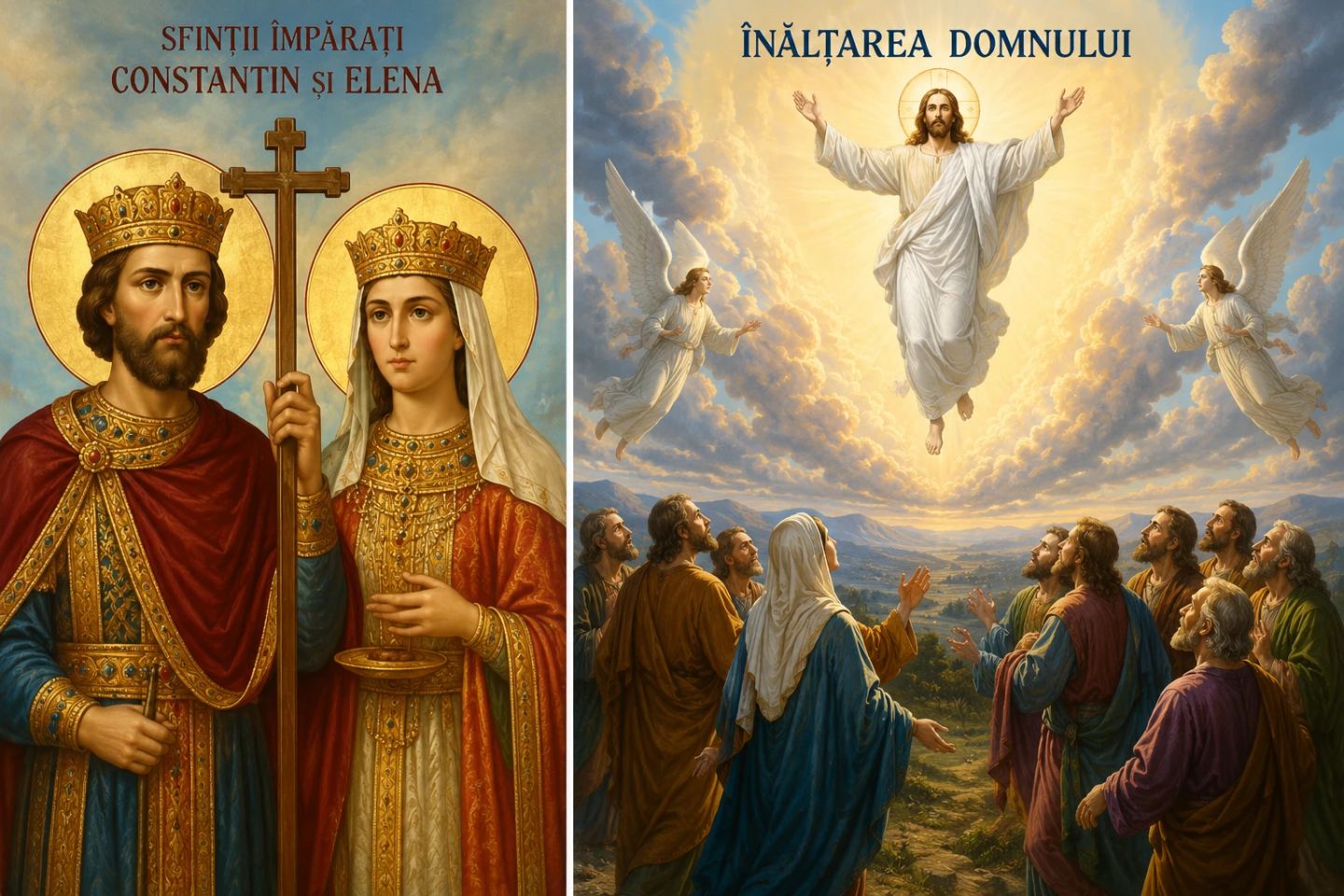 Două mari sărbători pe 21 mai: Înălțarea Domnului și Sfinții Constantin și Elena. Cruce roșie în calendar