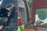 Scene șocante după accidentul de TIR de la Constanța. Șoferul, agresat de poliția locală: „Dă-i pe el! Dă-i la coaste!” - VIDEO