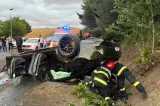 Patru răniți după ce o mașină s-a răsturnat pe drumul spre Poiana Brașov