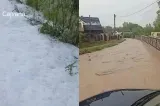 Vreme extremă în Suceava și alte județe din țară. Grindina a acoperit străzile ca un strat de zăpadă, iar ploile torențiale au provocat inundații