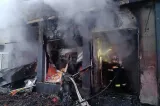 Incendiu puternic în Constanța. Un magazin a fost distrus de flăcări