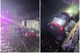 Doi bărbați, salvați după ce au rămas blocați cu mașina în albia Râului Târgului. Pompierii au intervenit de urgență