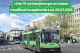 Linia 79 de troleibuz circulă pe traseu modificat din cauza lucrărilor din zona Foișorului de Foc