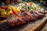 Ceafă de porc la cuptor cu legume și sos aromat. Rețeta simplă pentru o friptură fragedă