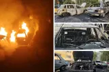 Incendiu devastator într-o parcare din Oradea: două mașini distruse complet - VIDEO