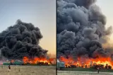 Incendiu devastator în apropiere de Năvodari, la un centru de colectare a maselor plastice. S-a emis RO‑ALERT și au intervenit pompieri din două județe – VIDEO
