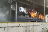 Incendiu devastator la un tren Regio în Timiș. Ultimul vagon s-a făcut scrum - VIDEO
