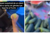 O vânzătoare a fost filmată în timp ce pulveriza spray împotriva insectelor pe legume. Explicația femeii a stârnit controverse
