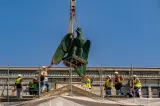 Vulturul și grifonii revin pe frontonul Palatului Universității din București, după peste 80 de ani