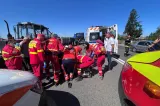 Accident grav pe DN5, Giurgiu - București. Șofer de 34 de ani, transportat cu elicopterul SMURD după ce a intrat într-un tractor