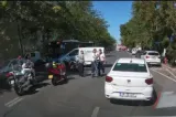 Accident pe Șoseaua Viilor. Un polițist pe motocicletă a fost rănit și transportat la spital
